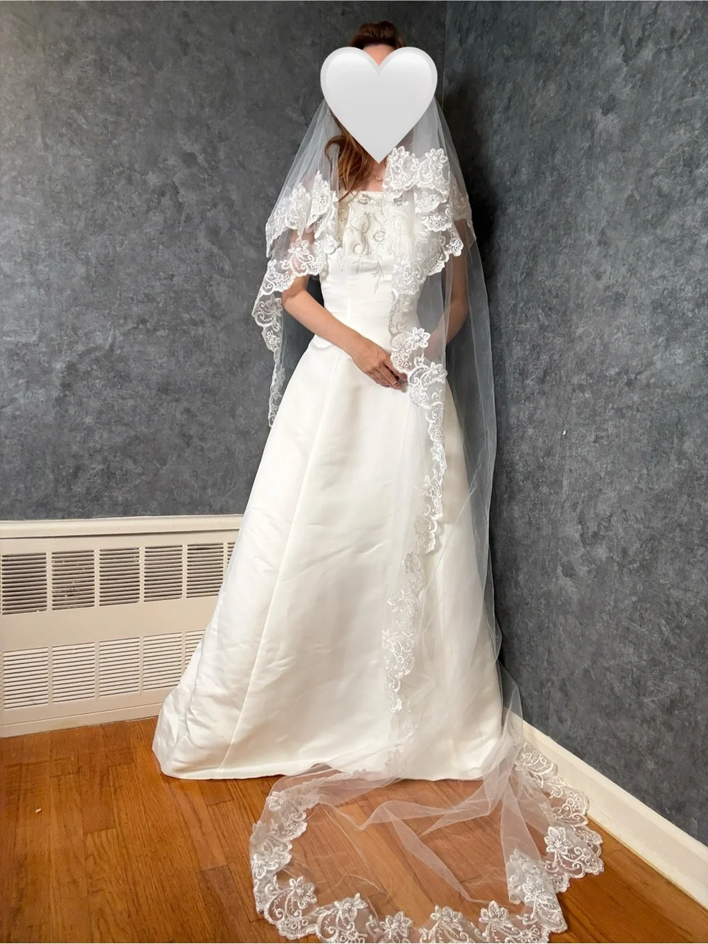 Cathedral Length Lace Wedding Veil with Blusher